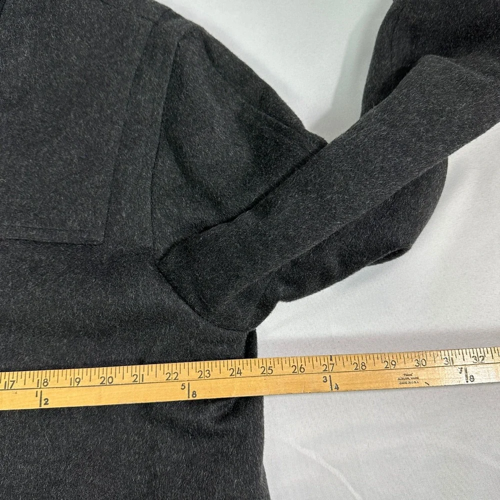 Vintage Lands' End Duffle Coat Mens L Charcoal Grey Wool Toggle Hooded Winter